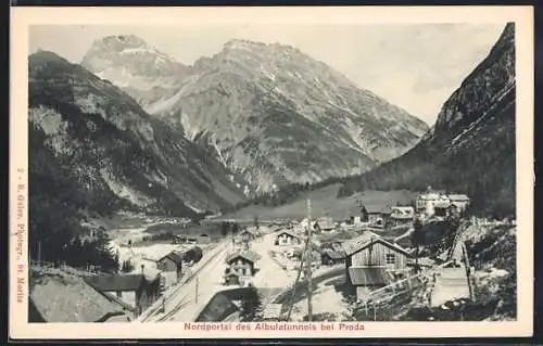 AK Preda, Nordportal des Albulatunnels mit Bahnhof