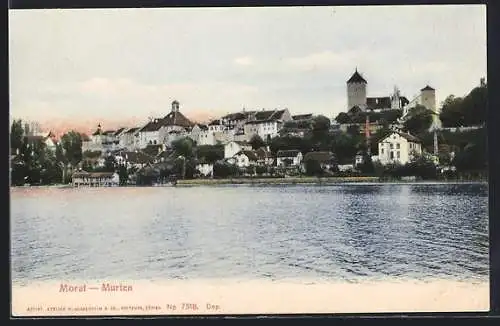 AK Morat, Ortsansicht vom Wasser aus gesehen
