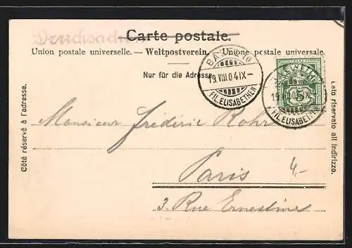 AK Basel, Strassenbahn auf der Wettsteinbrücke, Blick zum Münster