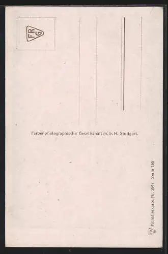 Künstler-AK O. Peter: In einem kühlen Grunde, Wanderer blickt in ein Tal