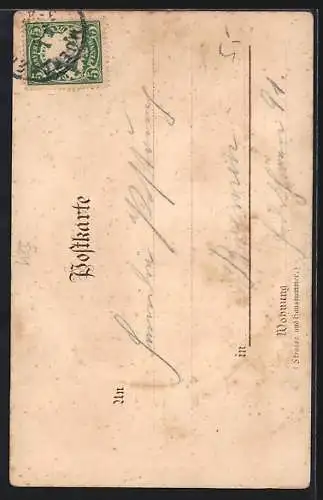 Lithographie Schönste Grüsse bringt Dir heut `s Münchner Kindl...