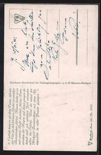 Künstler-AK Otto Kubel: Dornröschen erwacht mit dem Prinzen