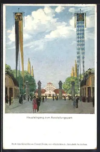 Künstler-AK München, Haupteingang zum Ausstellungspark