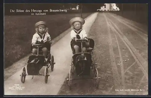 AK Herzog von Braunschweig, die Söhne im Automobil, Spielzeug