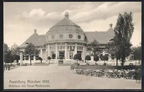 AK München, Ausstellung 1908, Haupt-Restaurant