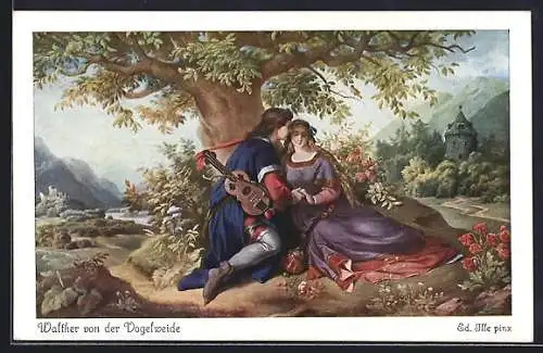 Künstler-AK sign. Ed. Ille: Unter der Linde, Lied von Walther von der Vogelweide