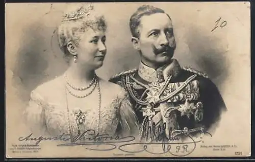 AK Kaiserin Auguste Victoria Königin von Preussen mit ihrem Gemahl Kaiser Wilhelm II.