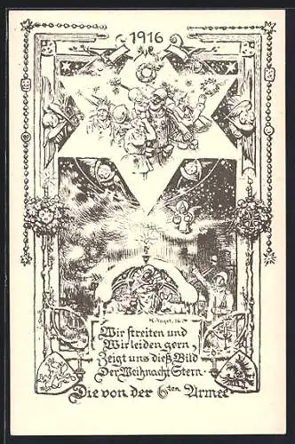 Künstler-AK Die von der 6ten Armee, Weihnachten im Feld, 1916