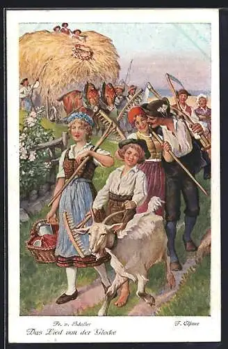 Künstler-AK F. Elssner: Fr. v. Schiller, Das Lied von der Glocke, Abtransport des Getreides