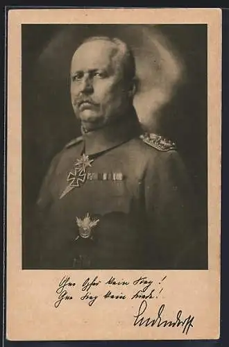 AK Portrait von Generalleutnant Erich von Ludendorff