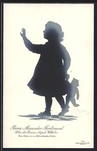 AK Schattenbild Prinz Alexander Ferdinand mit Teddy, Sohn des Prinzen August Wilhelm von Preussen
