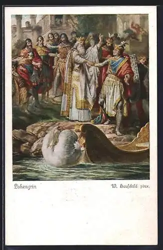 Künstler-AK Lohengrin, Handschlag am Ufer