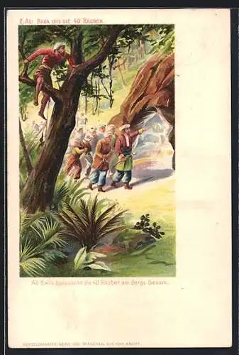 Künstler-AK Szene aus dem Märchen Ali Baba und die 40 Räuber