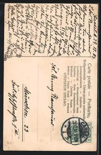 AK Kind mit Blumentopf, Neujahr