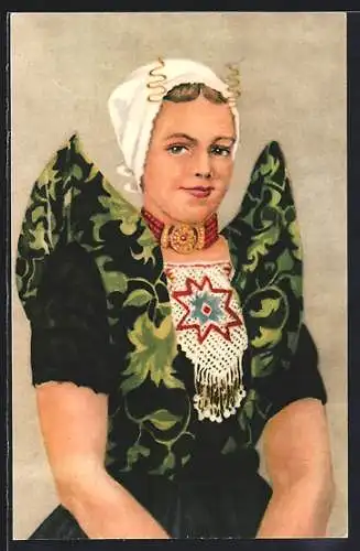 AK Niederländerin in Tracht mit Haube