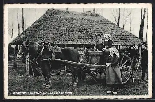 AK Brabantsch-Dorpsleven, Niederländische Familie fährt zum Markt