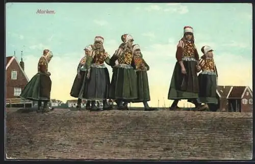 AK Marken, Niederländische Mädchen in Tracht