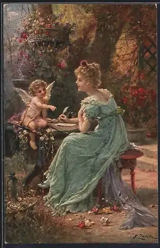 Künstler-AK Hans Zatzka: Inspiration durch Amor