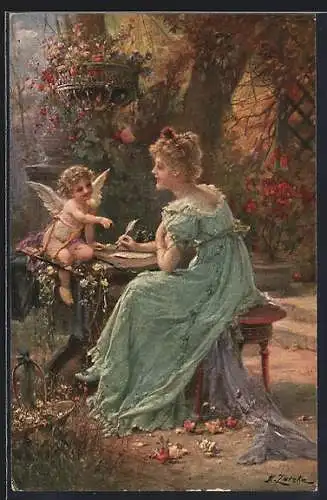 Künstler-AK Hans Zatzka: Inspiration durch Amor