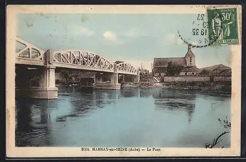 AK Marnay-sur-Seine, Le Pont et vue sur l`église
