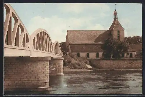AK Marnay-sur-Seine, L`Église et le pont sur la Seine
