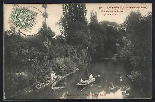 AK Pont-Hubert, près Troyes, Vue sur la Seine prise du Pont