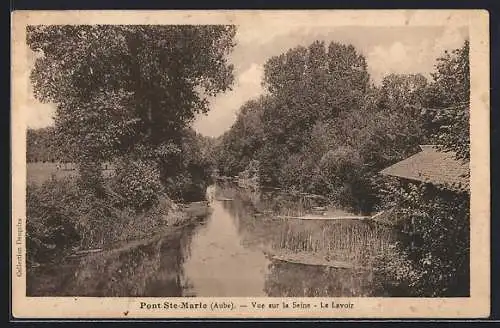 AK Pont-Sainte-Marie, Vue sur la Seine, Le Lavoir