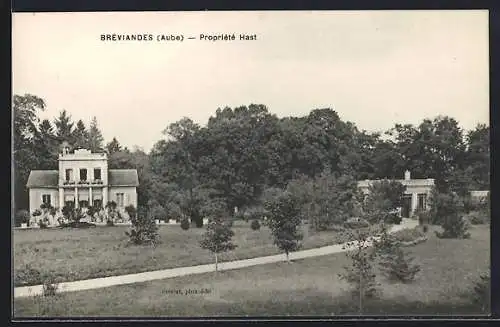 AK Bréviandes, Propriété Hast et jardin verdoyant