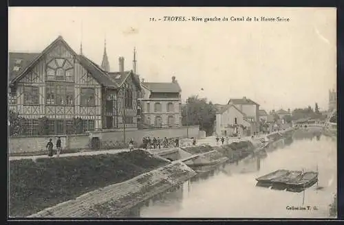 AK Troyes, Rive gauche du Canal de la Haute-Seine