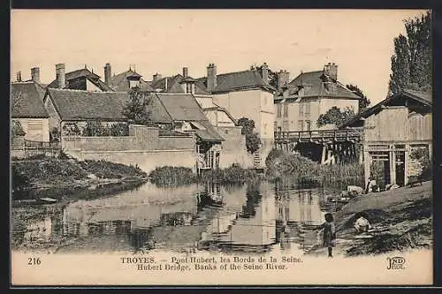 AK Troyes, Pont-Hubert, les Bords de la Seine
