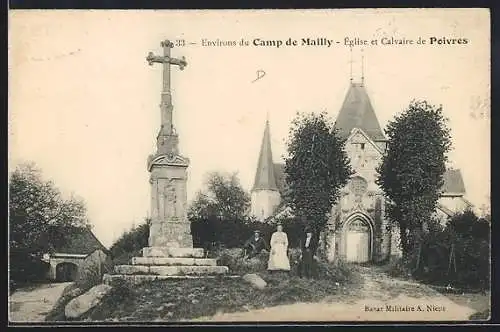 AK Poivres, Église et Calvaire de Poivres
