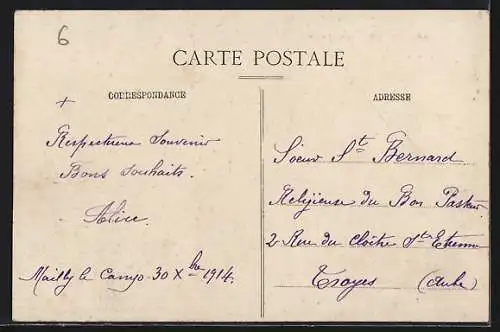 AK Poivres, Église et Calvaire devant les arbres