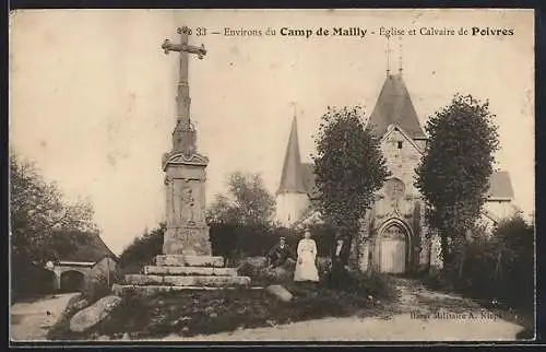 AK Poivres, Église et Calvaire de Poivres