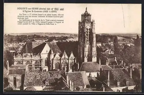 AK Nogent-sur-Seine, L`Église St-Laurent et sa tour majestueuse