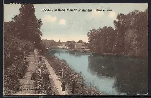 AK Nogent-sur-Seine, Promenade le long des bords de Seine