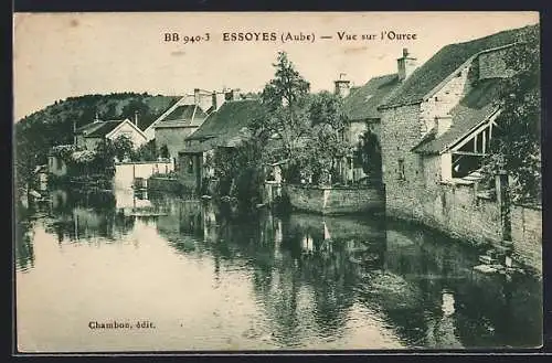 AK Essoyes, Vue sur l`Ource et les maisons au bord de l`eau