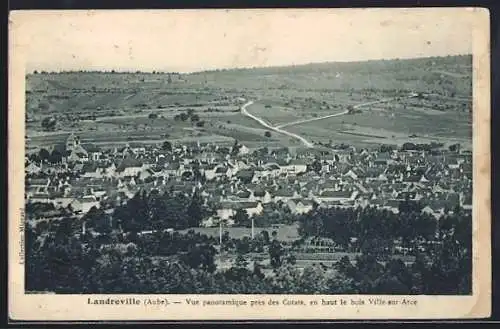 AK Landreville, Vue panoramique près des Cottas, en haut le bois Ville-sur-Arce