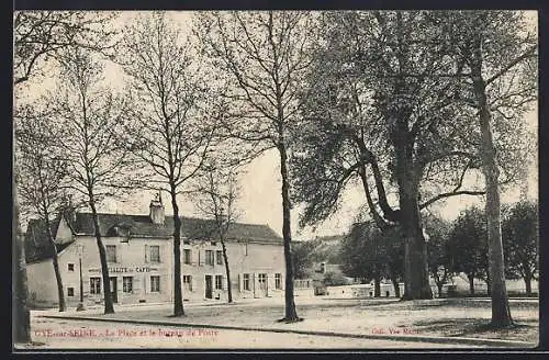 AK Gyé-sur-Seine, La Place et le bureau de Poste