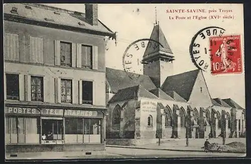 AK Sainte-Savine, La Poste et l`Église