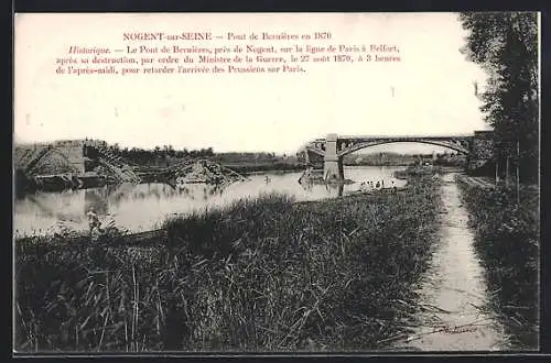 AK Nogent-sur-Seine, Pont de Bormières après destruction en 1870