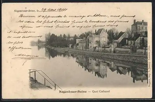 AK Nogent-sur-Seine, Vue sur le Quai Carbonel et les bâtiments au bord de l`eau