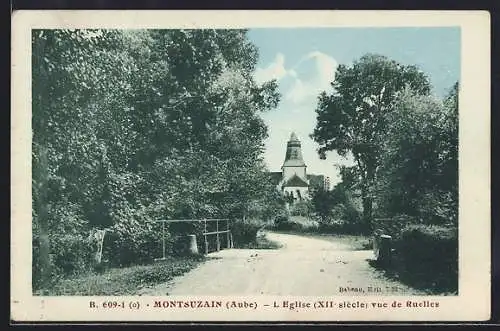 AK Montsuzain, L`Église, vue de Ruelles