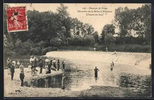 AK Verrières, Déversoir de la Seine à l`heure du bain