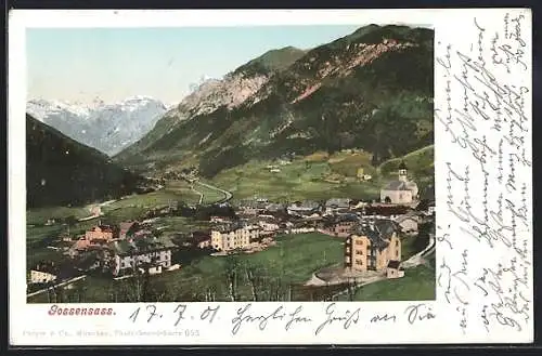 AK Gossensass, Ortsansicht mit Bergen
