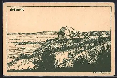 AK Ipsheim, Bergschloss Hoheneck von Osten