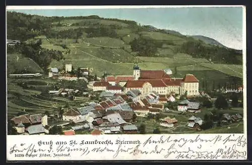 AK St. Lambrecht, Ortsansicht mit Kirche
