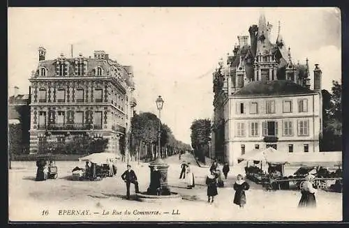 AK Épernay, la Rue du Commerce