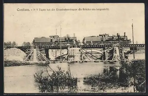 AK Conflans, Errichtung einer Eisenbahnbrücke durch die Eisenbahnertruppe