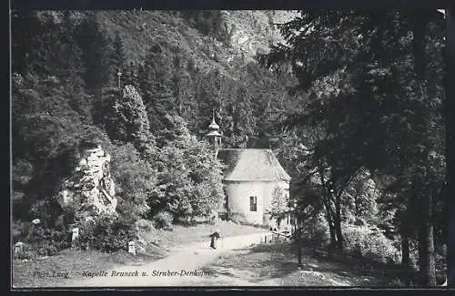 AK Pass Lueg, Kapelle Bruneck und Struber-Denkmal