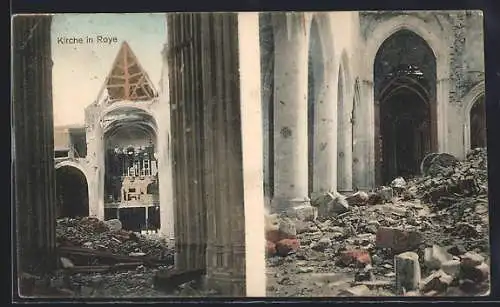 AK Roye, zerstörte Kirche, Innenansichten